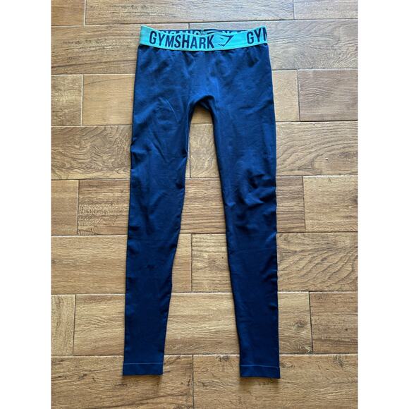 Gymshark Women's Elastic Waist Leggings Yoga MMA Gym Blue Navy Size XS - Picture 1 of 5